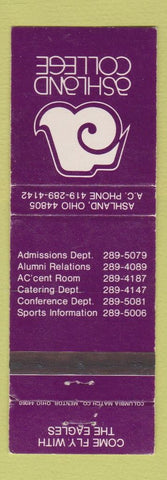 Matchbook Cover - Ashland College OH