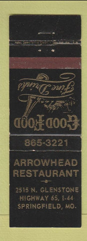 Matchbook Cover - Arrowhead Restaurant Springfield MO