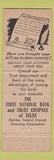 Matchbook Cover - 1st Bank of Tulsa OK WEAR