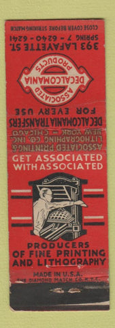 Matchbook Cover - Decalcomania Products Lithography NYC Chicago WEAR