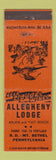 Matchbook Cover - Allegheny Lodge Mount Bethel PA