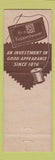 Matchbook Cover - Kuppenheimer Clothes Reynolds Summers New Castle PA