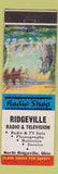 Matchbook Cover - Ridgeville Radio TV North Ridgeville OH