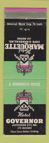 Matchbook Cover - Hotel Marquette Cape Girardeau Jefferson City MO
