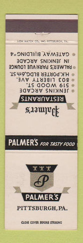 Matchbook Cover - Palmer's Restaurants Pittsburgh PA