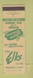 Matchbook Cover - Elks Club Springfield IL