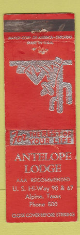 Matchbook Cover - Antelope Lodge Alpine TX low phone # WORN