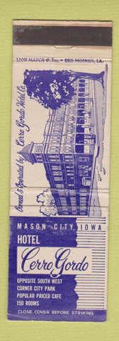 Matchbook Cover - Hotel Cerro Gordo Mason City IA WEAR