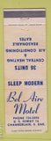Matchbook Cover - Bel Air Motel Chamberlin SD WEAR