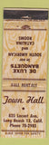 Matchbook Cover - Town Hall Long Beach CA