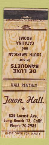 Matchbook Cover - Town Hall Long Beach CA