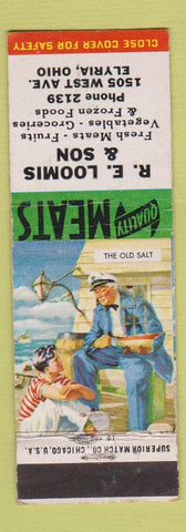 Matchbook Cover - RE Loomis Grocery Elyria OH low phone #