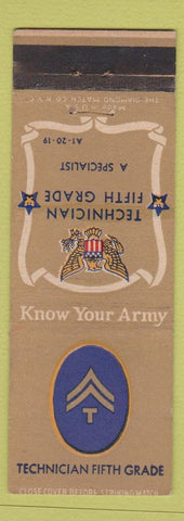 Matchbook Cover - Know Your Army Technical Fifth Grade WEAR