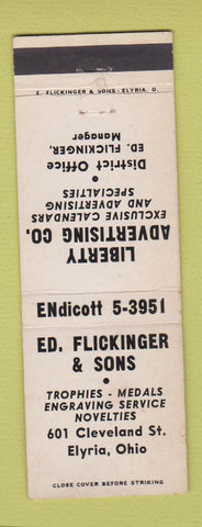 Matchbook Cover - Ed Flickinger Trophies Elyria OH WEAR