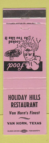 Matchbook Cover - Holiday Hills Restaurant Van Horn TX