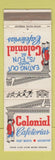 Matchbook Cover - Colonial Cafeterias Fort Worth Arlington TX