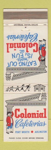 Matchbook Cover - Colonial Cafeterias Fort Worth Arlington TX