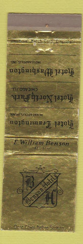 Matchbook Cover - Benson Hotels Minneapolis Indianapolis Chicago WEAR