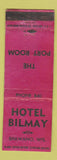 Matchbook Cover - Hotel Bilmay Shawano WI low phone # WORN