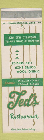 Matchbook Cover - Ted's Restaurant Bloomfield Hills MI WEAR