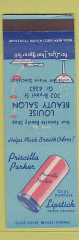 Matchbook Cover - Priscilla Parker Lipstick Louise Beauty Salon Denver?