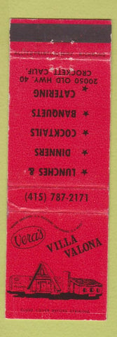 Matchbook Cover - Vera's Villa Valona Crockett CA