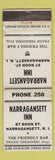 Matchbook Cover - Narragansett Inn RI WEAR low phone #
