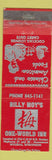 Matchbook Cover - Billy Moy's One World Inn Chinese Wausau WI WORN TAPED