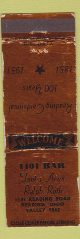 Matchbook Cover - 1101 Bar Reading OH 1951 WORN