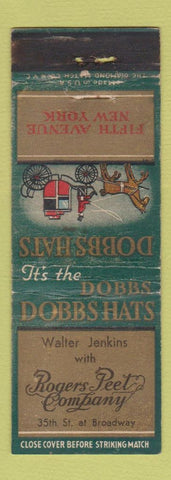 Matchbook Cover - Dobbs Hats Rogers Peet  WORN