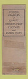 Matchbook Cover - Dobbs Hats Rogers Peet  WORN