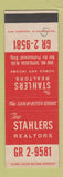 Matchbook Cover - The Stahlers Real Estate El Segundo CA SAMPLE 1955