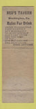 Matchbook Cover - Washington Restaurant Tavern Washingtonville PA hillbilly