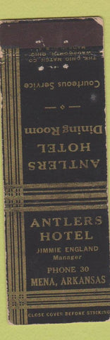 Matchbook Cover - Antler's Hotel Mena AR low phone # WEAR