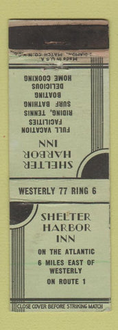 Matchbook Cover - Shelton Harbor Inn Westerly RI GREEN low phone # WORN