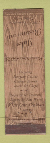 Matchbook Cover - Jules Restaurant Encino CA
