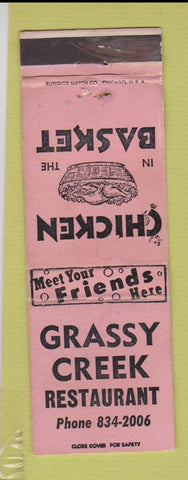 Matchbook Cover - Grassy Creek Restaurant Chicken in the Basket WEAR