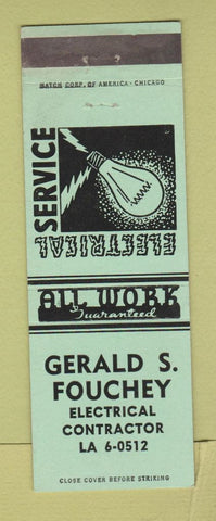 Matchbook Cover - Gerald S Fouchey Electrical Contractor