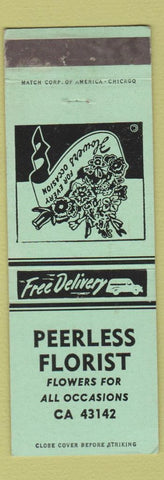Matchbook Cover - Peerless Florist Flowers