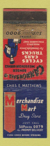 Matchbook Cover Cannonballs Messanger Service Merchandise Mart Drugs Chicago IL