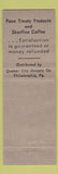 Matchbook Cover - Shur Fine Foods Coffee Penn Treaty Canned Foods