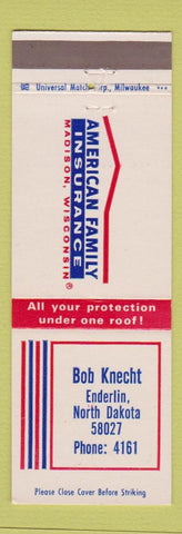 Matchbook Cover - American Family Insurance Bob Knecht Enderlin ND