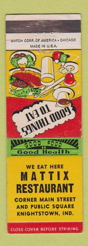 Matchbook Cover - Mattix Restaurant Knightstown IN