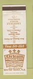 Matchbook Cover - Orleans Oyster Bar New Port Richey FL WORN
