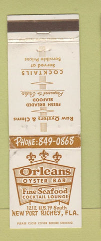 Matchbook Cover - Orleans Oyster Bar New Port Richey FL WORN
