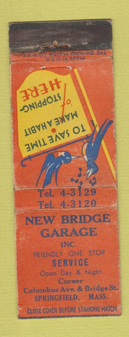 Matchbook Cover - New Bridge Garage Springfield MA WORN