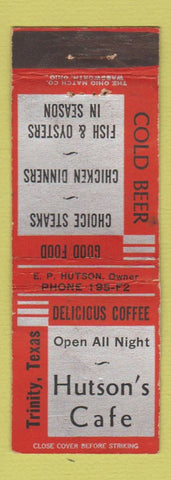 Matchbook Cover - Hutson's Cafe Trinity TX