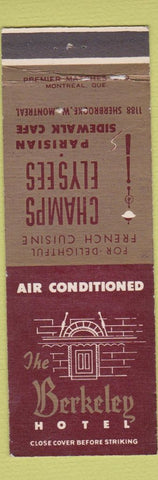 Matchbook Cover - Berkeley Hotel Montreal QC