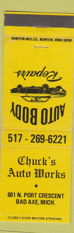 Matchbook Cover - Chuck's Auto Body Bad Axe MI
