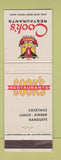 Matchbook Cover - Cook's Restaurants Whittier Paramount Riverside La Habra CA